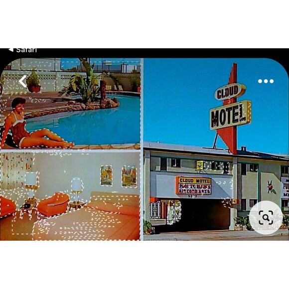 Vintage Cloud Motel California Green Glass red details signs of use mid century - Picture 6 of 6